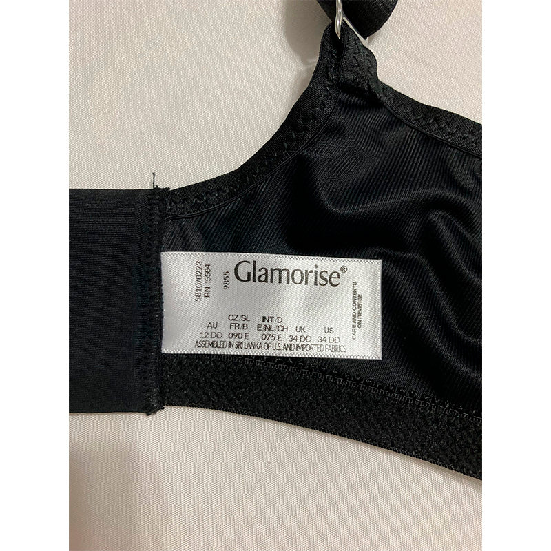 Glamorise Full Lace Comfort Wonderwire Underwire Black 34DD