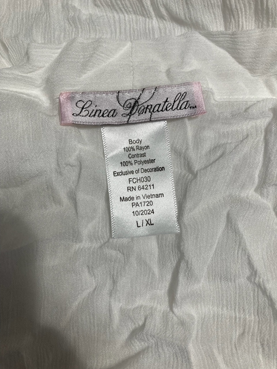 LINEA DONATELLA Flower Child Sheer Lace-Trim Kimono Robe Lingerie WHITE L