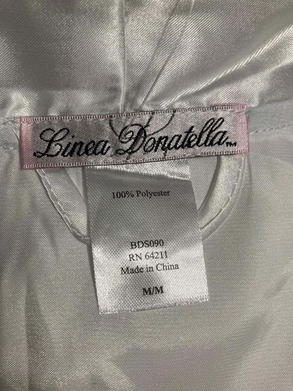 LINEA DONATELLA Satin Wrap Bridal Robe, Chemise Nightgown Set IVY BLUE M