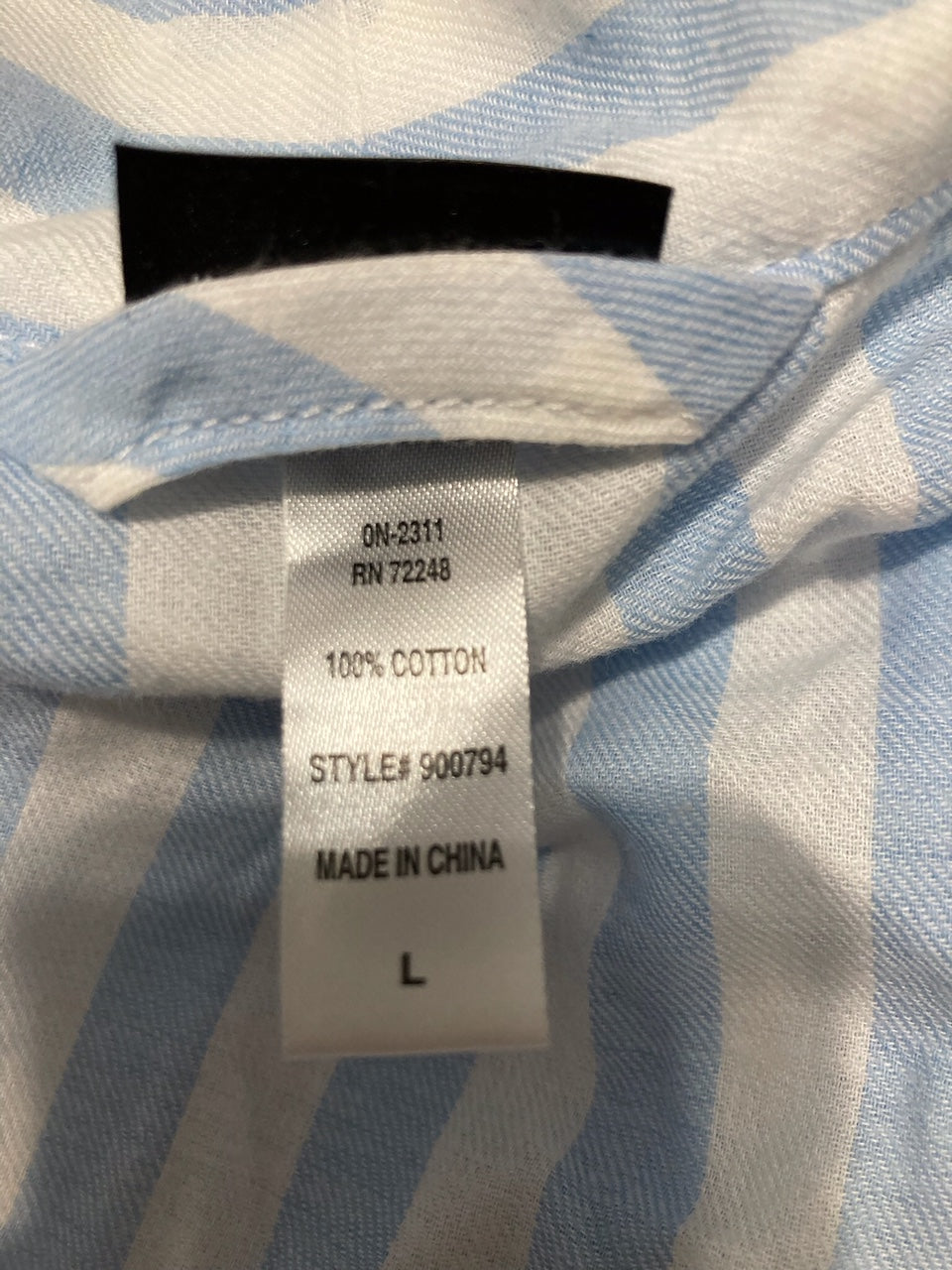 FELINA Mirielle Robe Striped Cotton Poplin Robe BLUE L