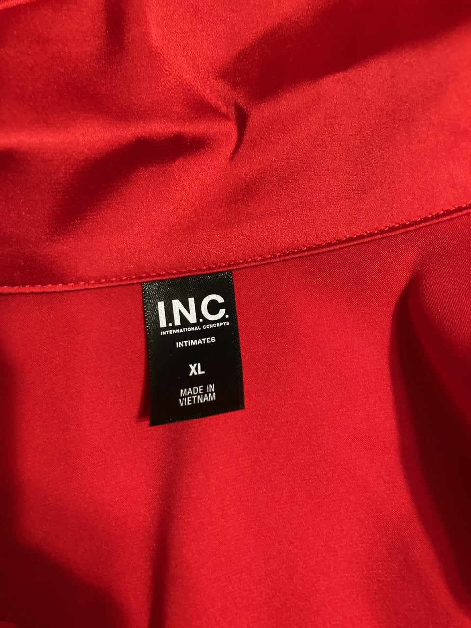 I.N.C Red Printed Satin Long Pajama RED XL