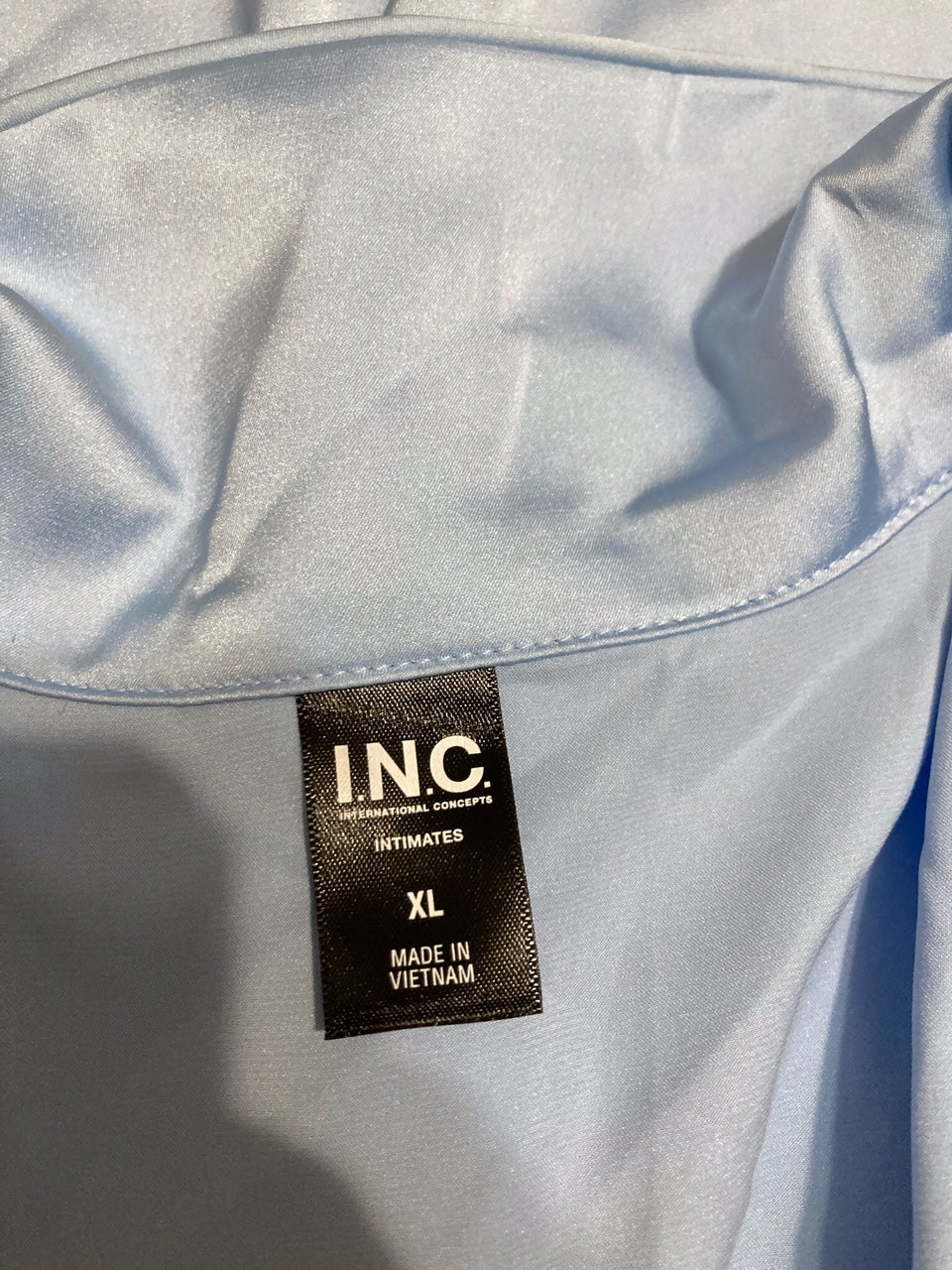 INC Stretch Satin Short-Sleeve Pajama Set BLUE XL