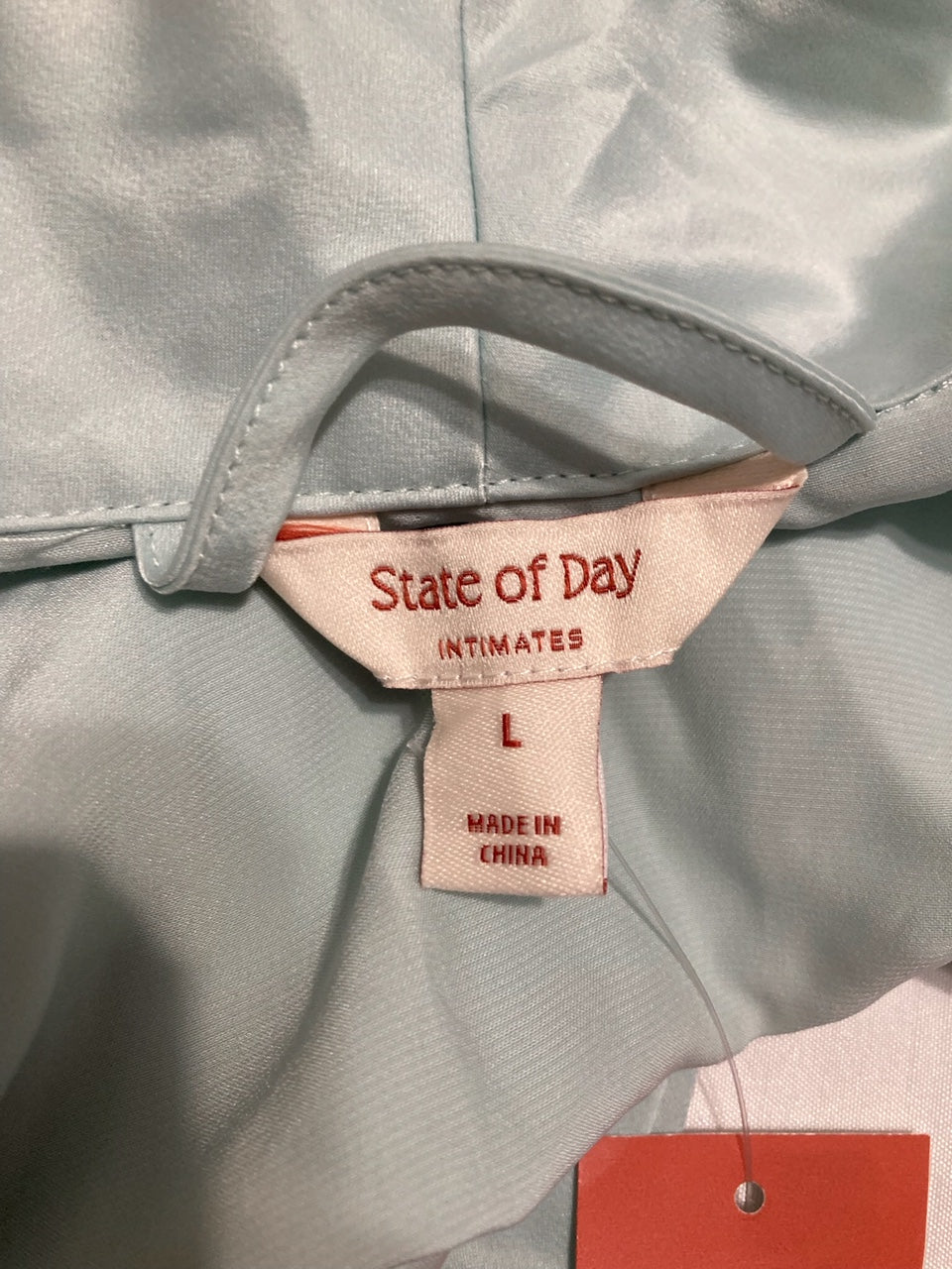 STATE OF DAY Silky Belted Robe Shawl Collar MINT GREEN L