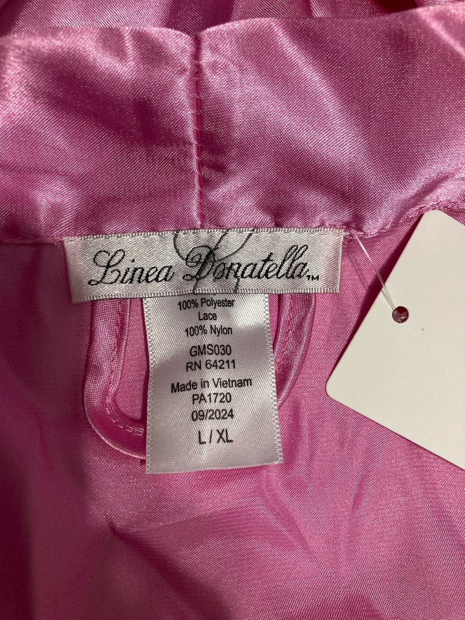 LINEA DONATELLA Wrapper Satin Lace-cuff Robe PINK L/XL