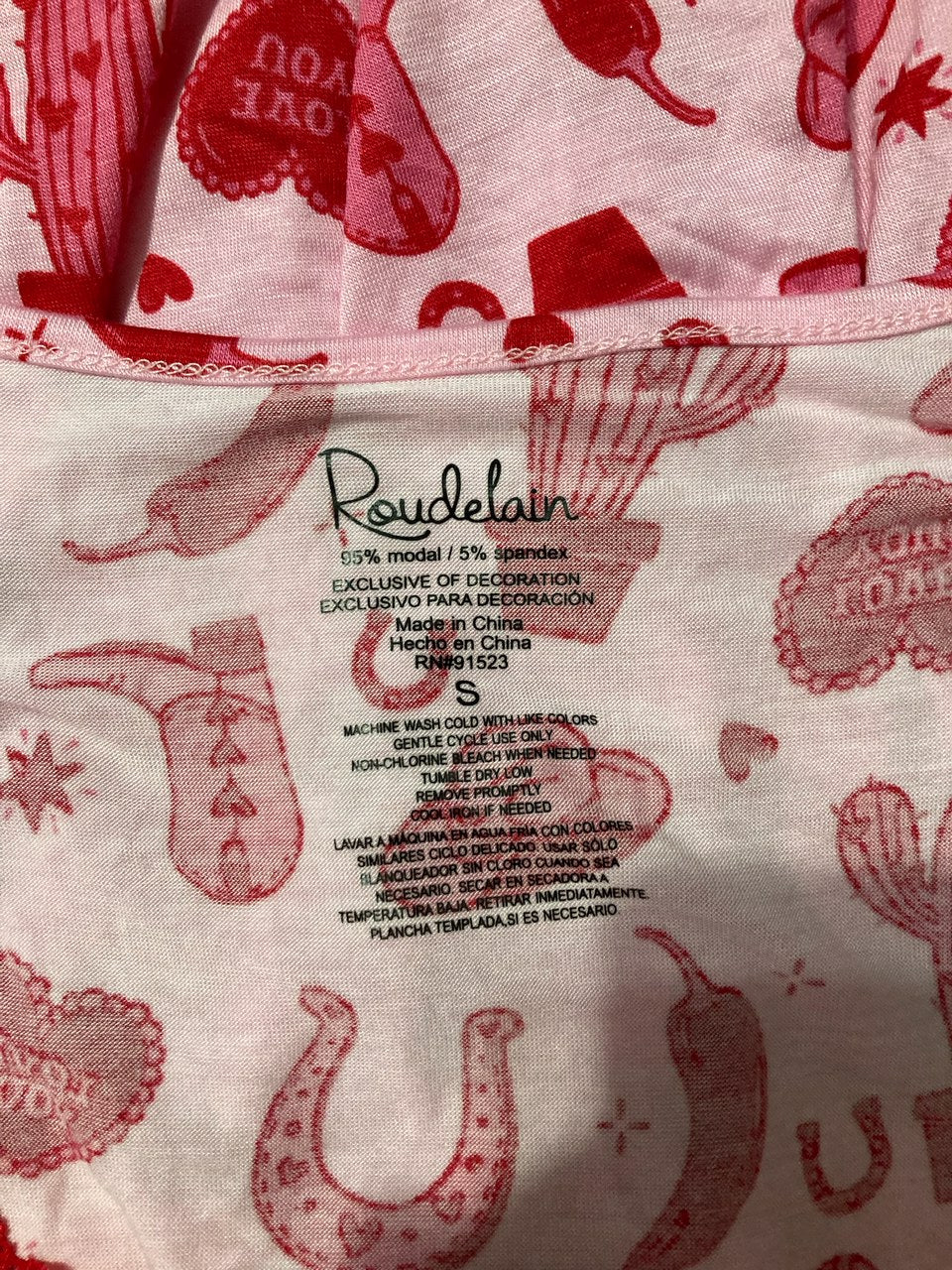 ROUDELAIN Pajama Shirt Top Round neck RED S