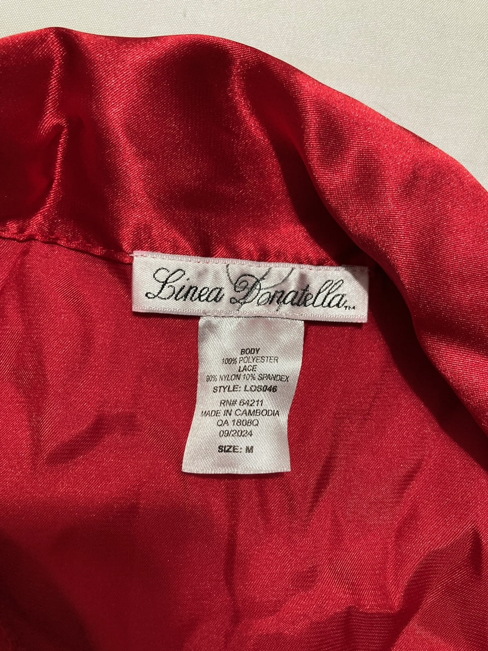 NWD LINEA DONATELLA 2pc. Lace-trm Long Pajama Set RED M