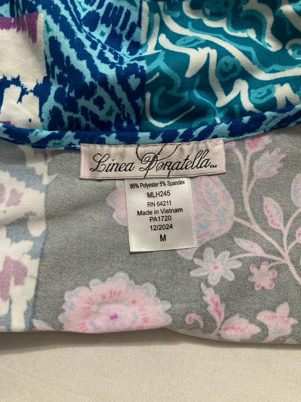 LINEA DONATELLA Sleeveless Knit Chemise BLUE FLORAL M