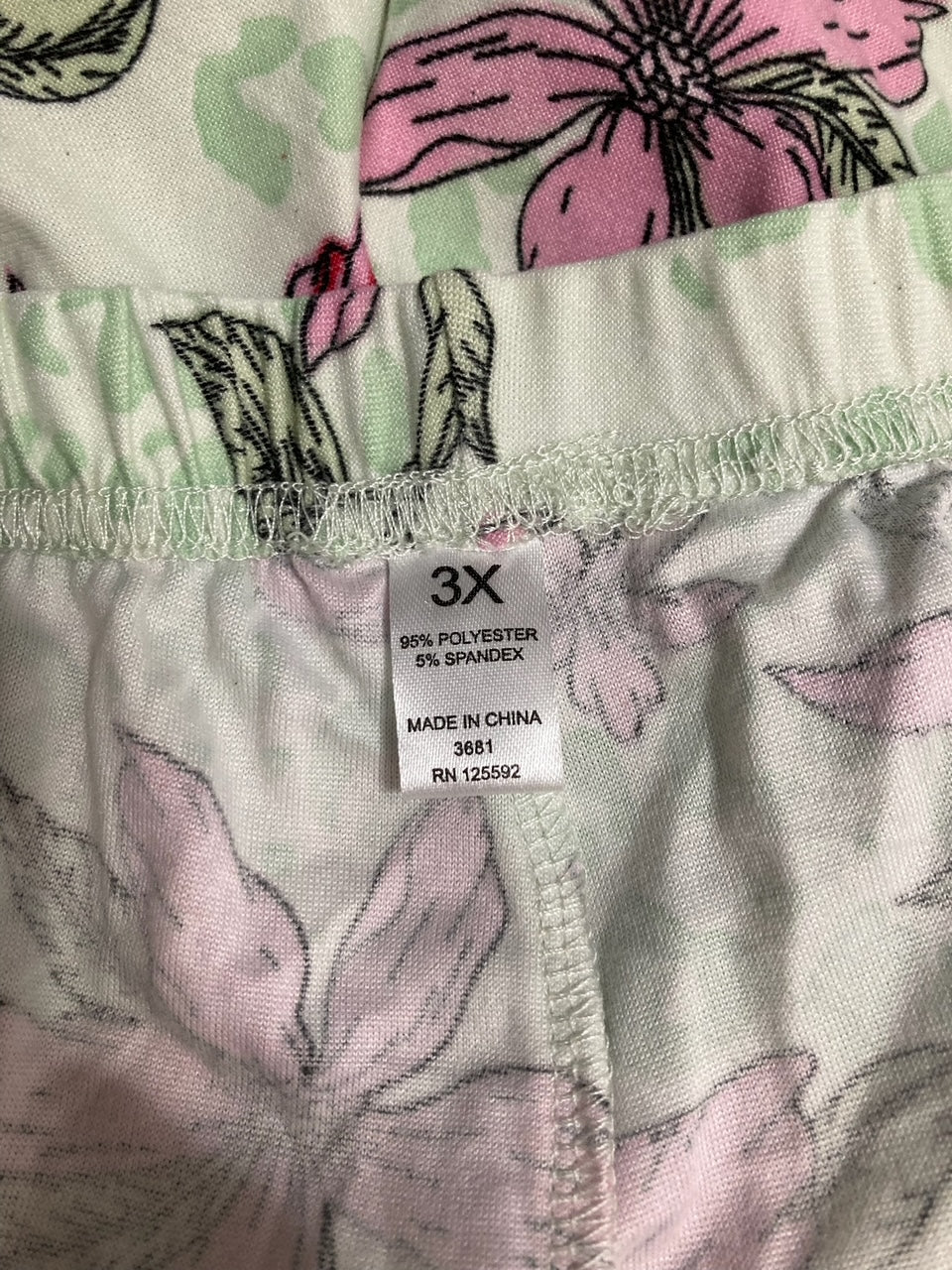 UNBRANDED Pajama pants FLORAL GREEN 3X
