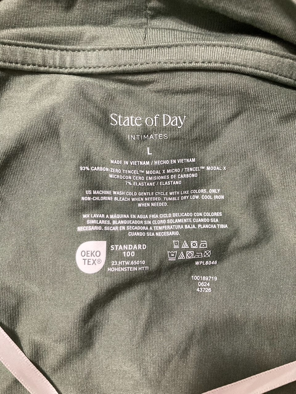 STATE OF DAY 2 Pieces Pajama Set Organic GREEN L