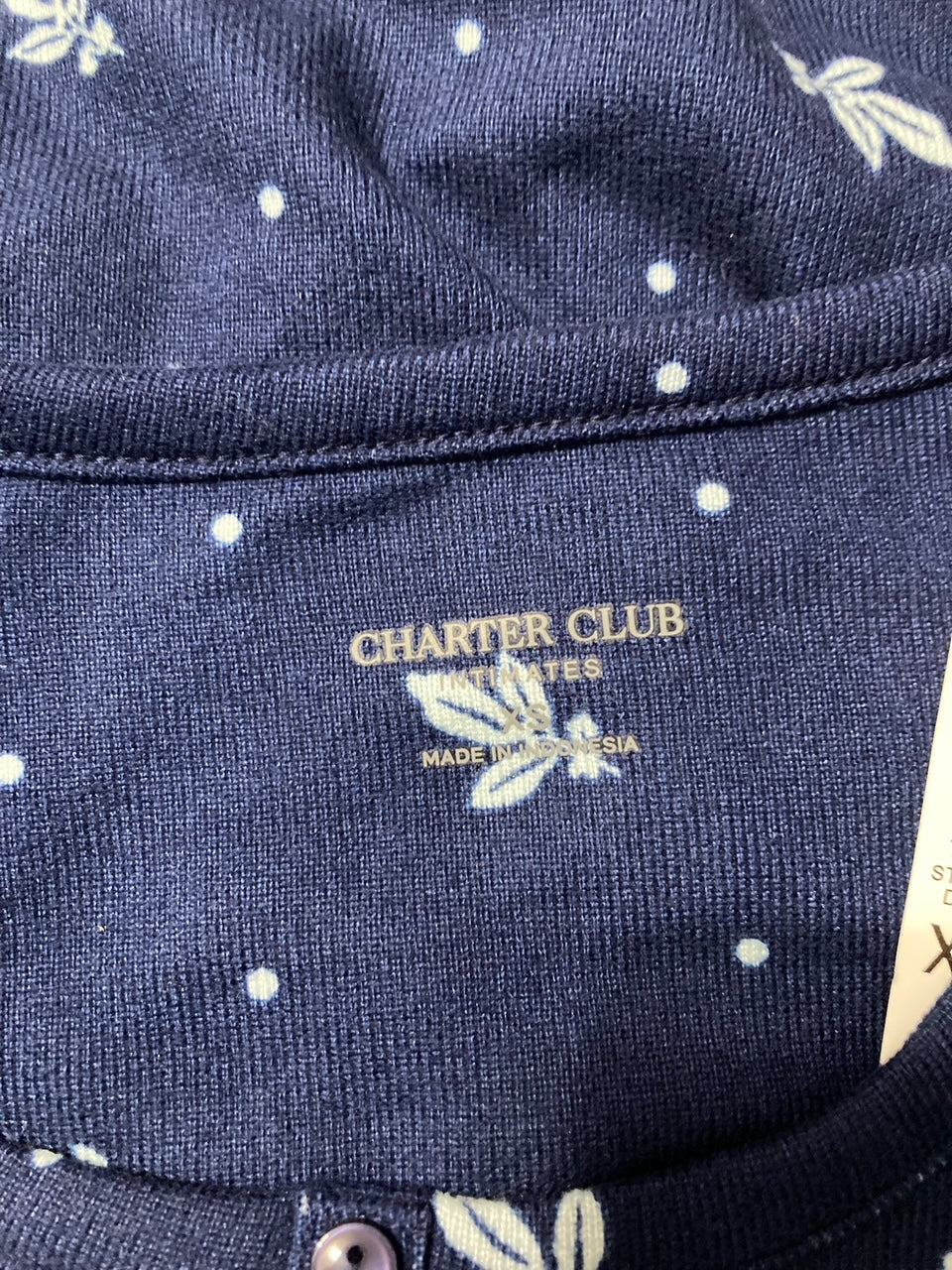 CHARTER CLUB Christmas Pajama top NAVY XS