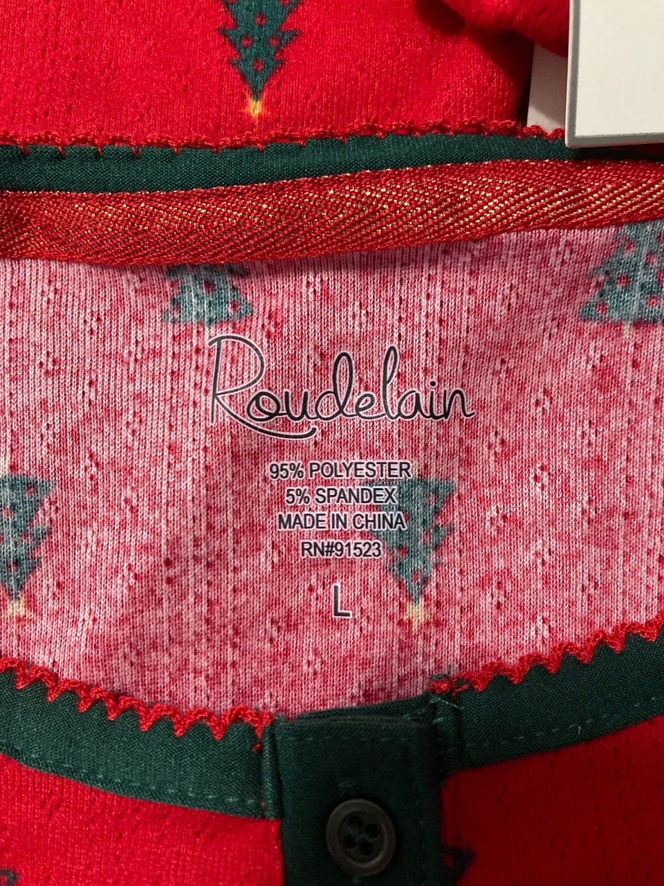 ROUDELAIN Christmas Pajama Top RED L