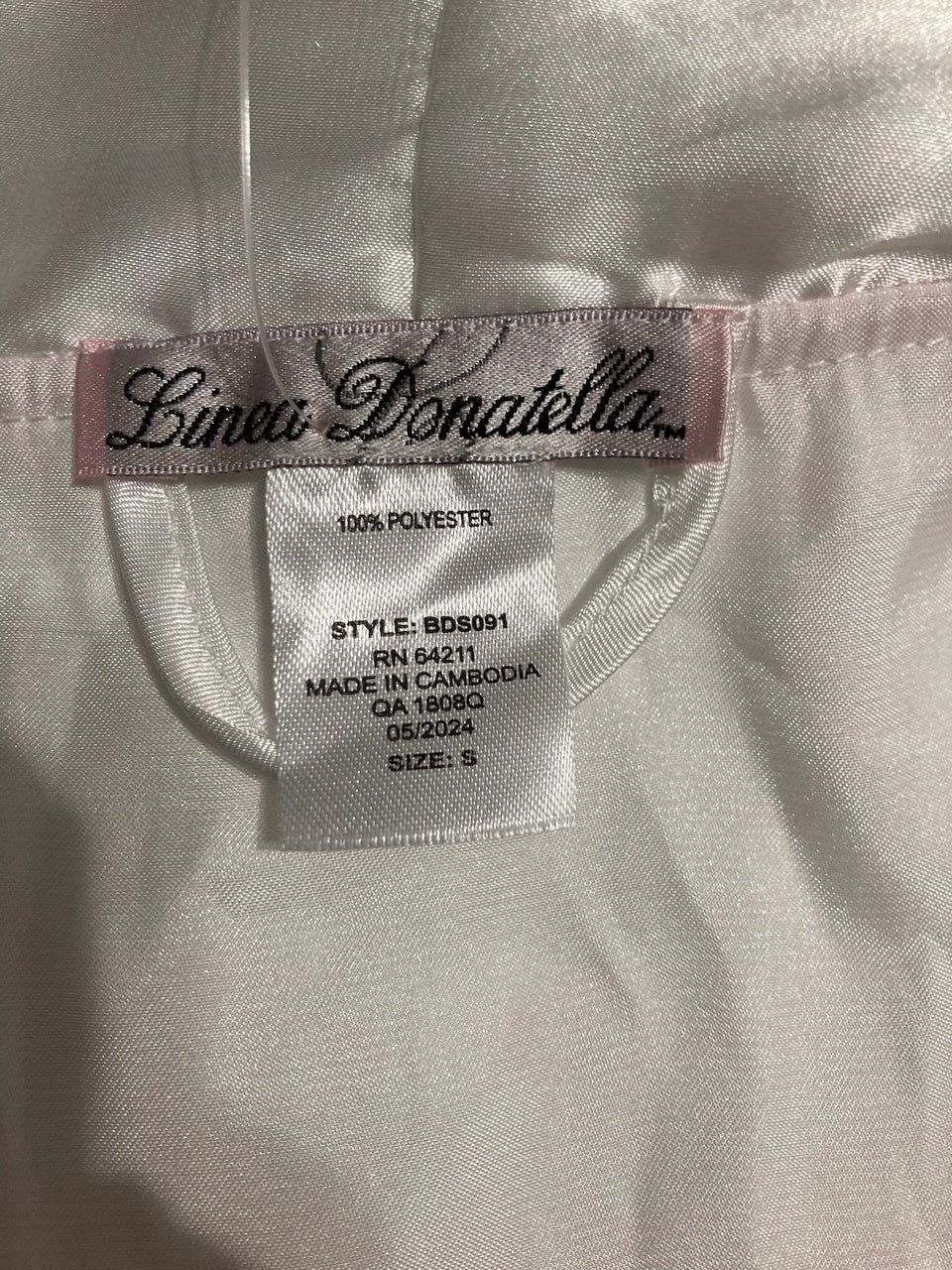 NWD LINEA DONATELLA Bride Satin Wrap Robe, Cami & Tap Shorts Set WHITE S