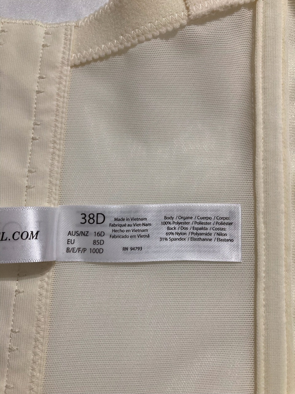 DOMINIQUE Backless Strapless Satin Longline Bustier Bridal Bra IVORY 38D