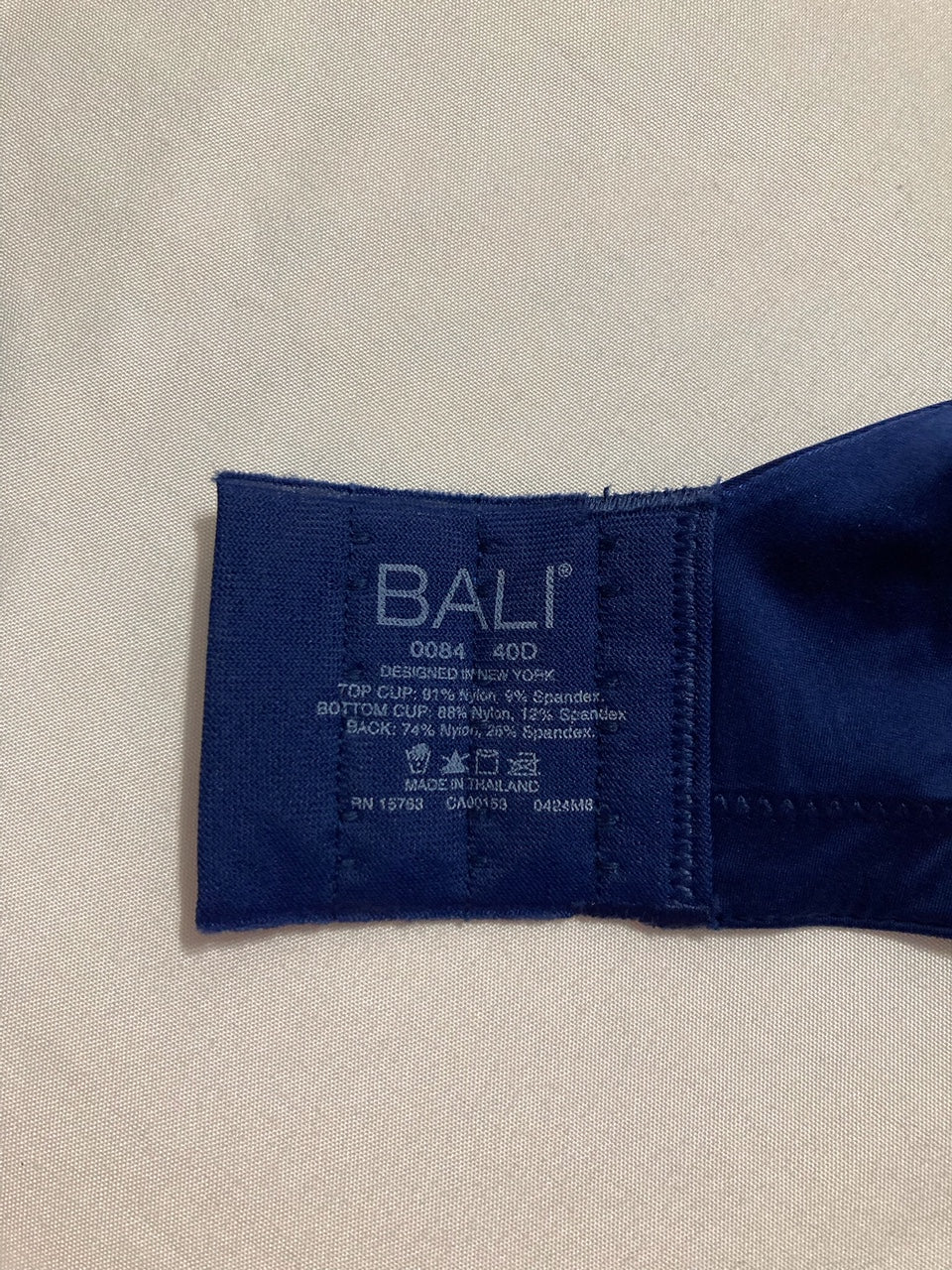 BALI Lace Underwire Bra, One Smooth U Comfort Stretch Full-Coverage BLUE 40D