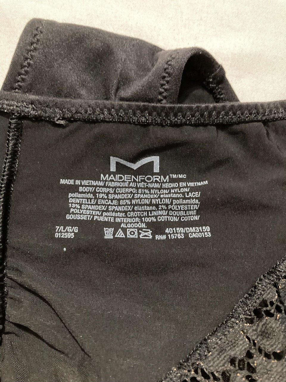 MAIDENFORM Tanga Lace Back Womens Underwear Comfort BLACK L