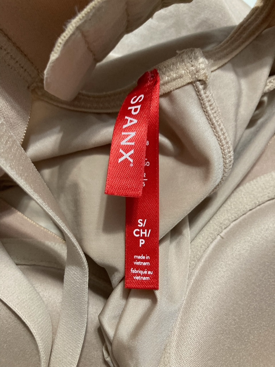 SPANX Suit Your Fancy Strapless Cupped Mid-Thigh Bodysuit CHAMPAGNE BEIGE S