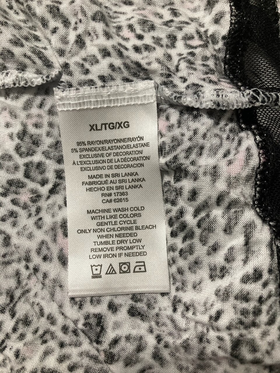 ELLEN TRACY Leopard Print Nightgown WHITE ANIMAL XL
