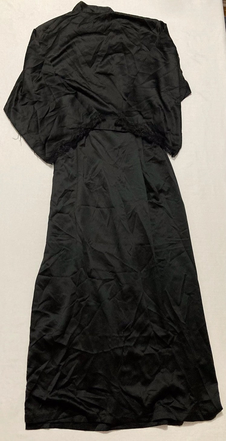 I.N.C Lace-Trim Knit Robe BLACK