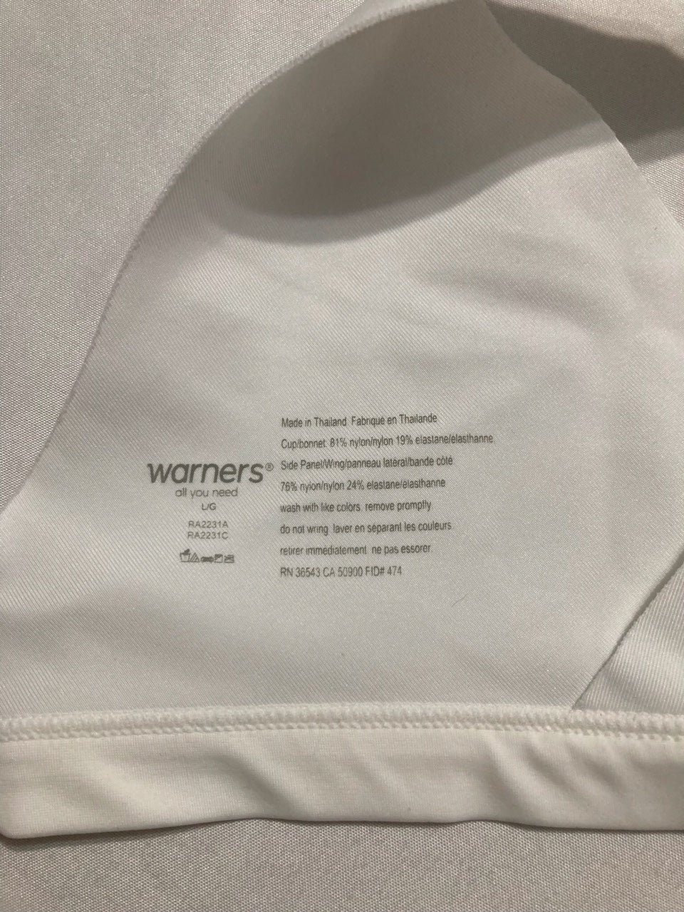 NWD WARNER´S No Side Effects Underarm Back-Smoothing Comfort Wireless WHITE L