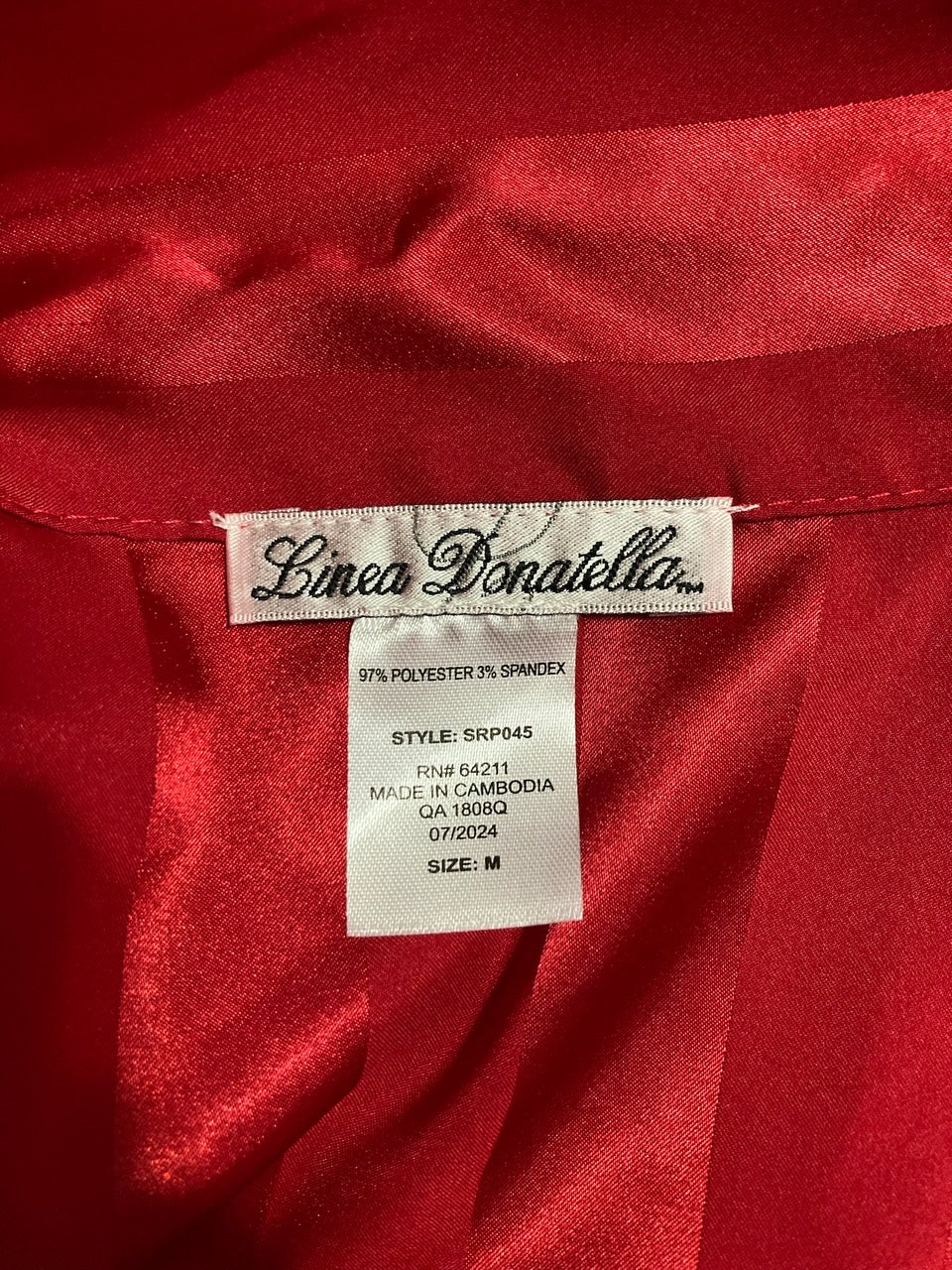 LINEA DONATELLA 2Pc. Lace-Trm Long Pajama Set RED M