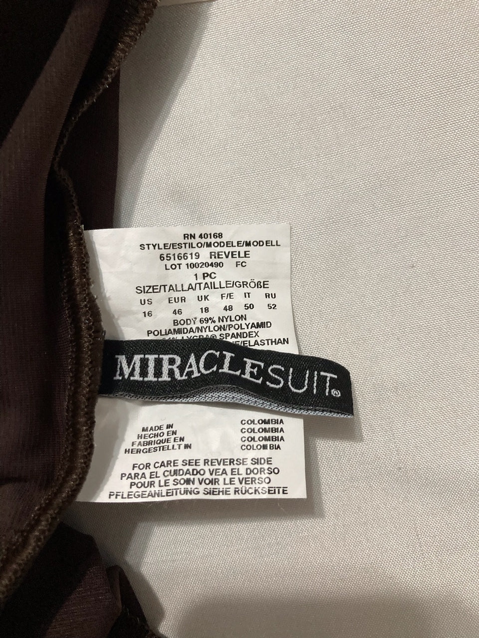 NWD MIRACLESUIT Swimwear Revele Tummy Control Underwire Bra One Piece BROWN 16