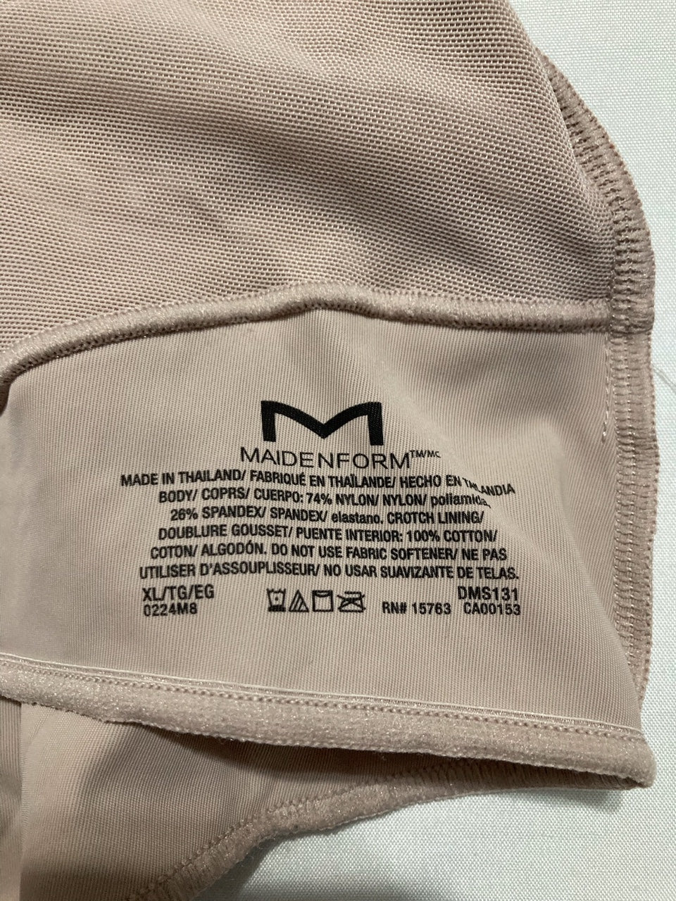 NWD MAIDENFORM Tummy Shaping Thong Bodysuit BEIGE XL