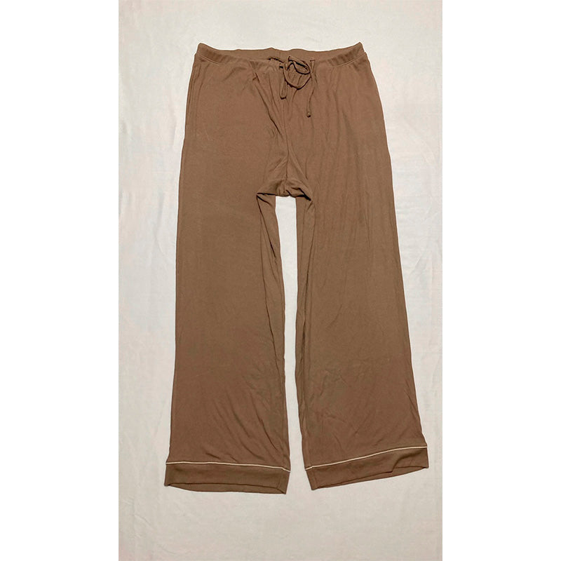 State of Day Women's Ribbed Notched-Collar Pajamas Set Deep BROWN L