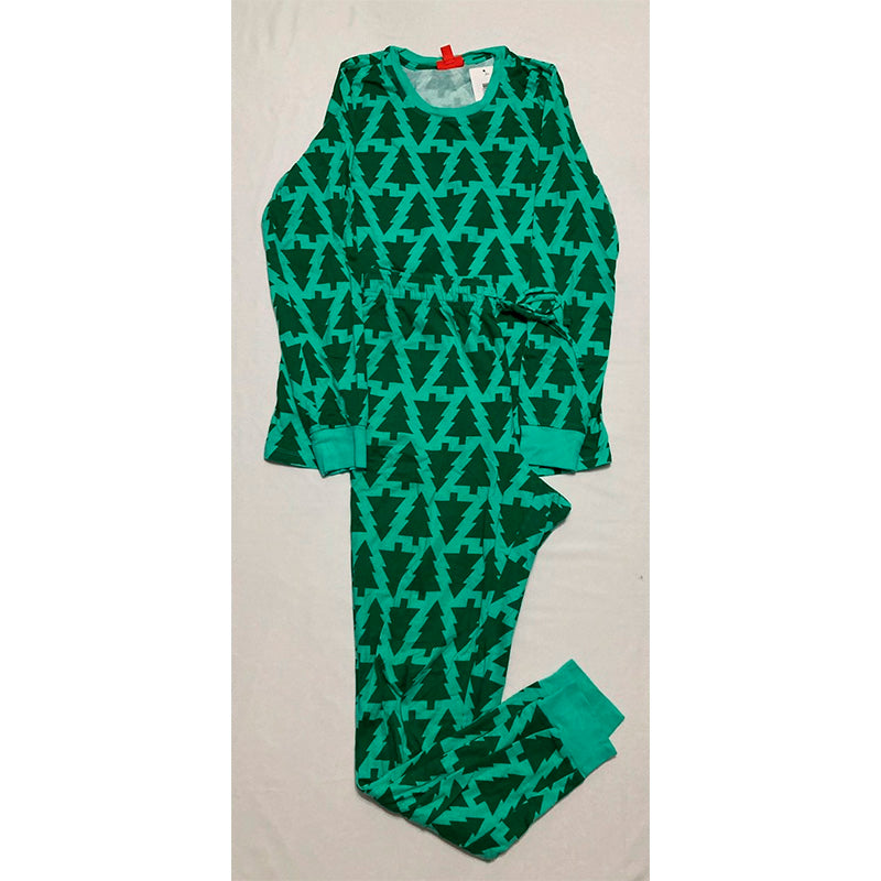 HOLIDAY LANE women's tree stamp sleepwear set pajama GREEN M