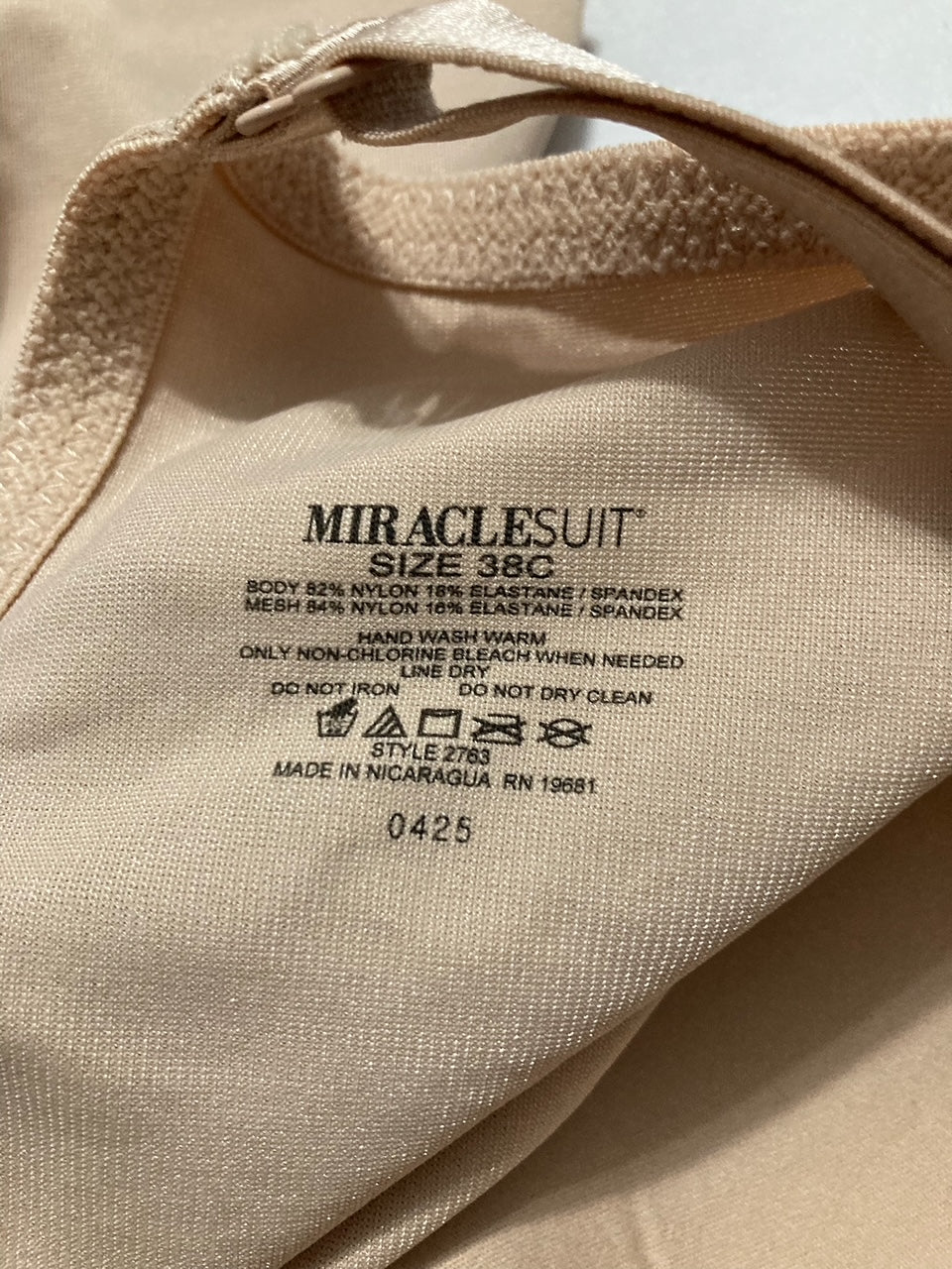 NWD MIRACLESUIT Sexy Sheer Shaping Bodysuit BEIGE 38C