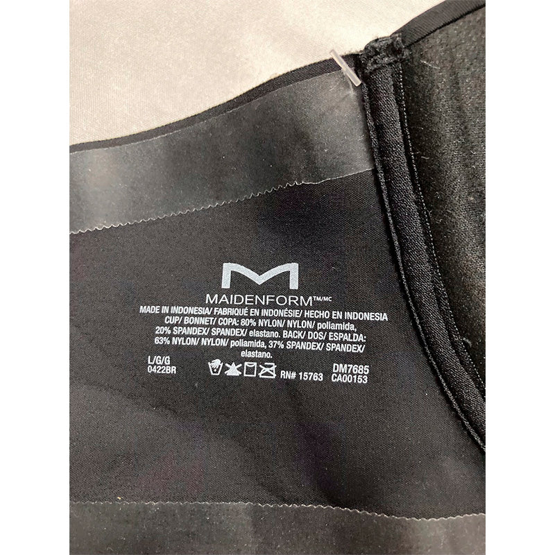 NWD MAIDENFORM Women's Pure Comfort Wireless Strapless Bandeau Bra BLACK L