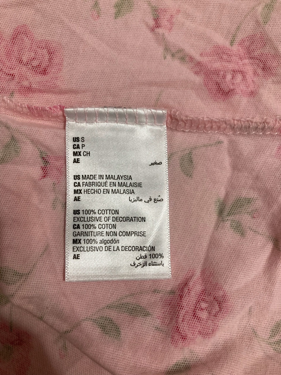 CHARTER CLUB Pajamas Top Sleeping Long Sleeve FLORAL PINK S