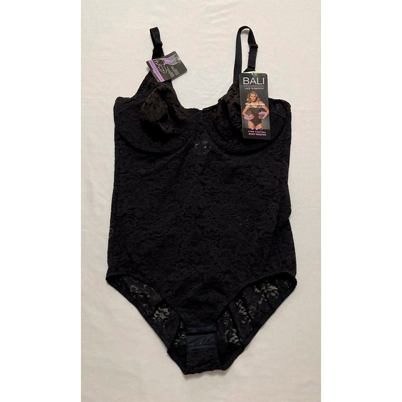 BALI Womens Lace 'N Smooth shapewear bodysuits BLACK 40B
