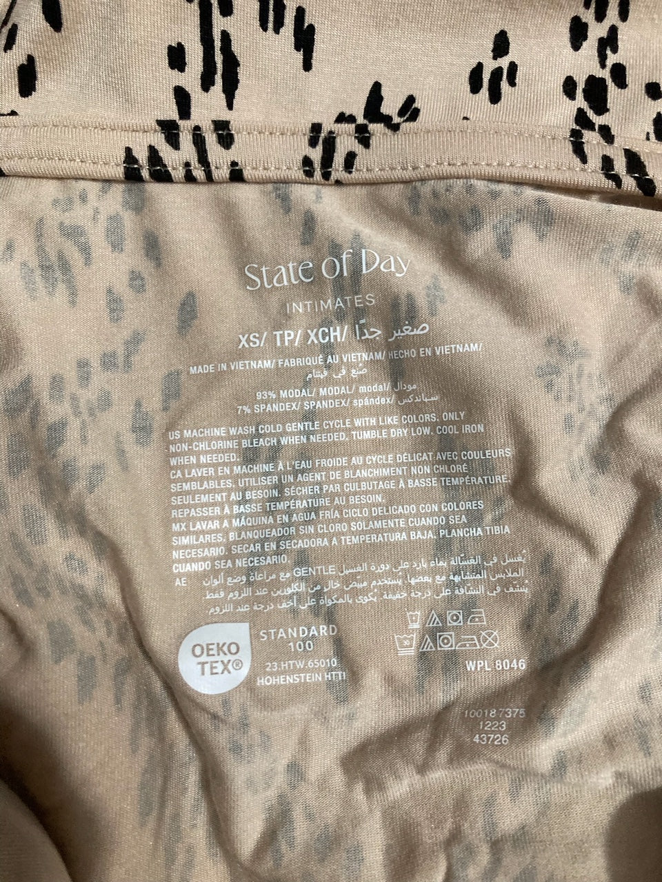 STATE OF DAY Top pajama Short-Sleeve Notched BEIGE XS