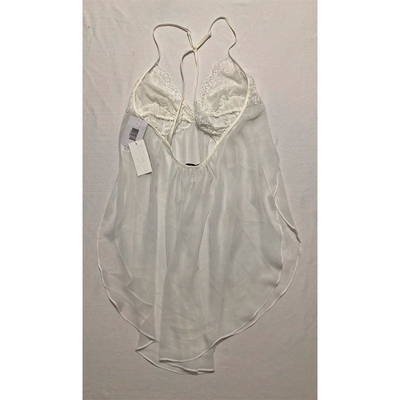 LINEA DONATELLA Juliet Lace-Trimmed Chiffon Chemise IVORY M
