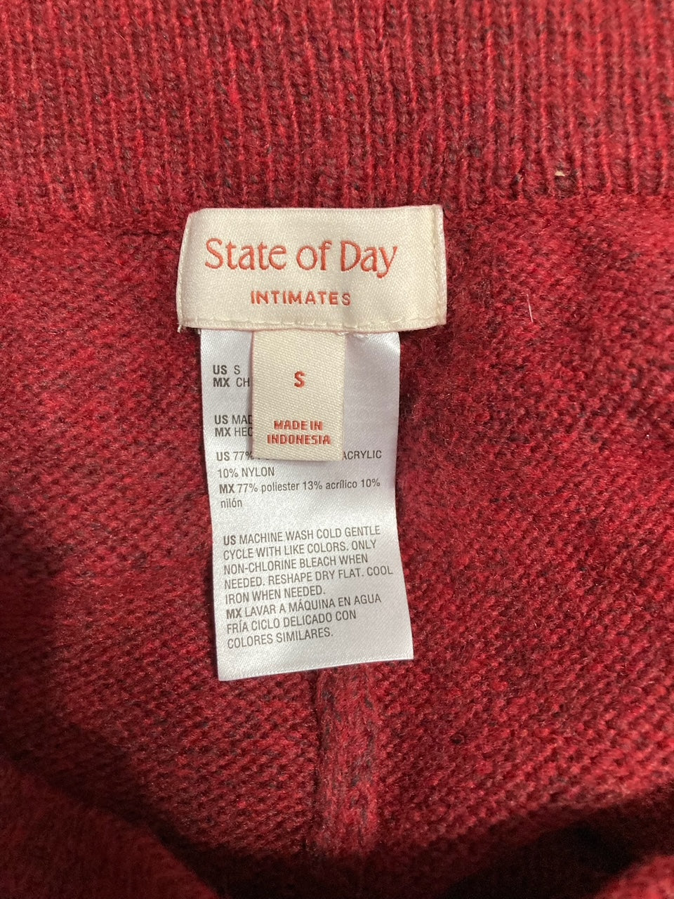 STATE OF DAY Cable Jogger Pajama Bottom RED S