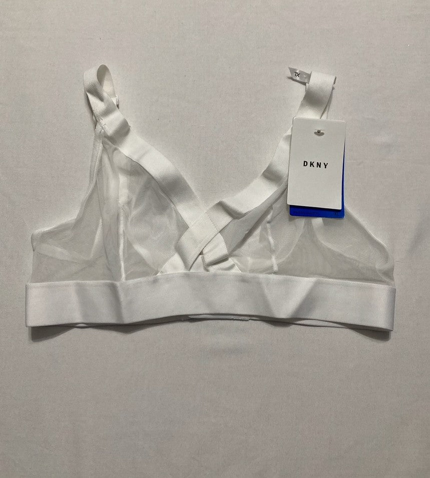 DKNY Sheers Wirefree Softcup Bralette Bra WHITE XL