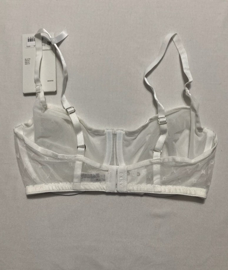 DKNY Monogram Mesh Unlined Demi Bra WHITE 32DD