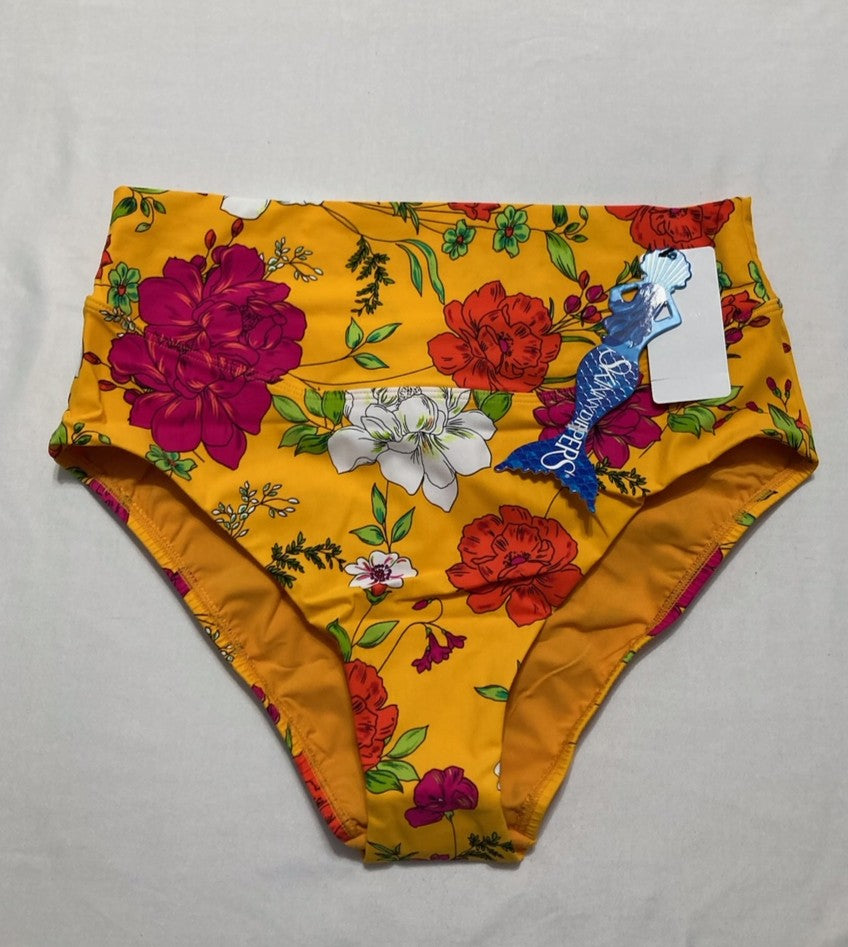 SKINNY DIPPERS Swimwear Control Bathing Suit Swim Bottom Separate FLORAL L