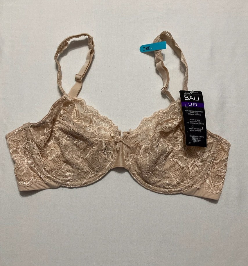 BALI Lace Desire Underwire Bra Full Coverage with Underwire Cups BEIGE 38C