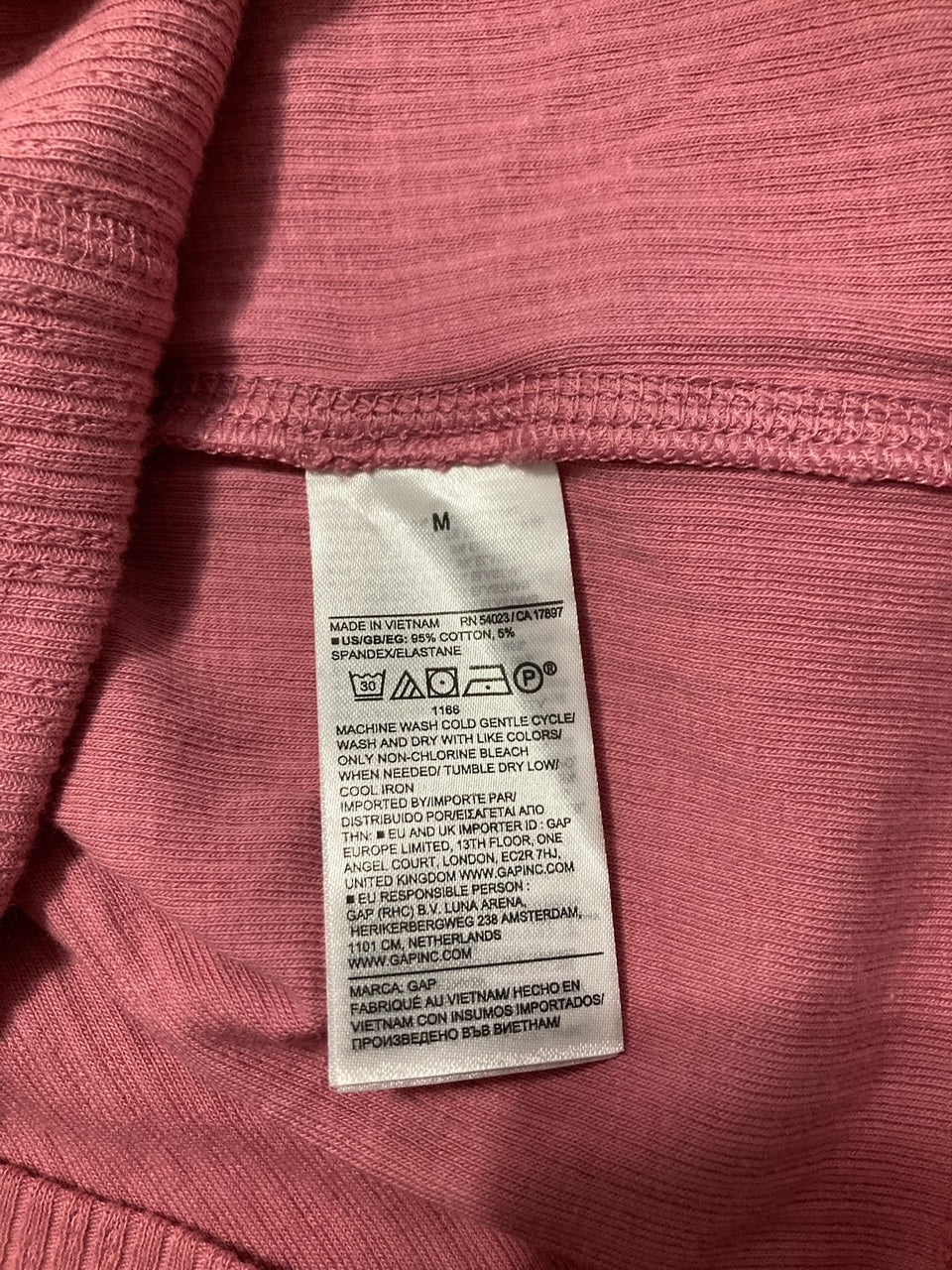 GAP Long-Sleeve Rib Pajama Top PINK M