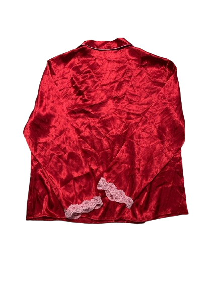 LINEA DONATELLA Red Satin Pajama Top RED L