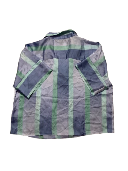 MIDNIGHT Pastel Striped Cropped Button-Up Shirt MULITCOLOR S