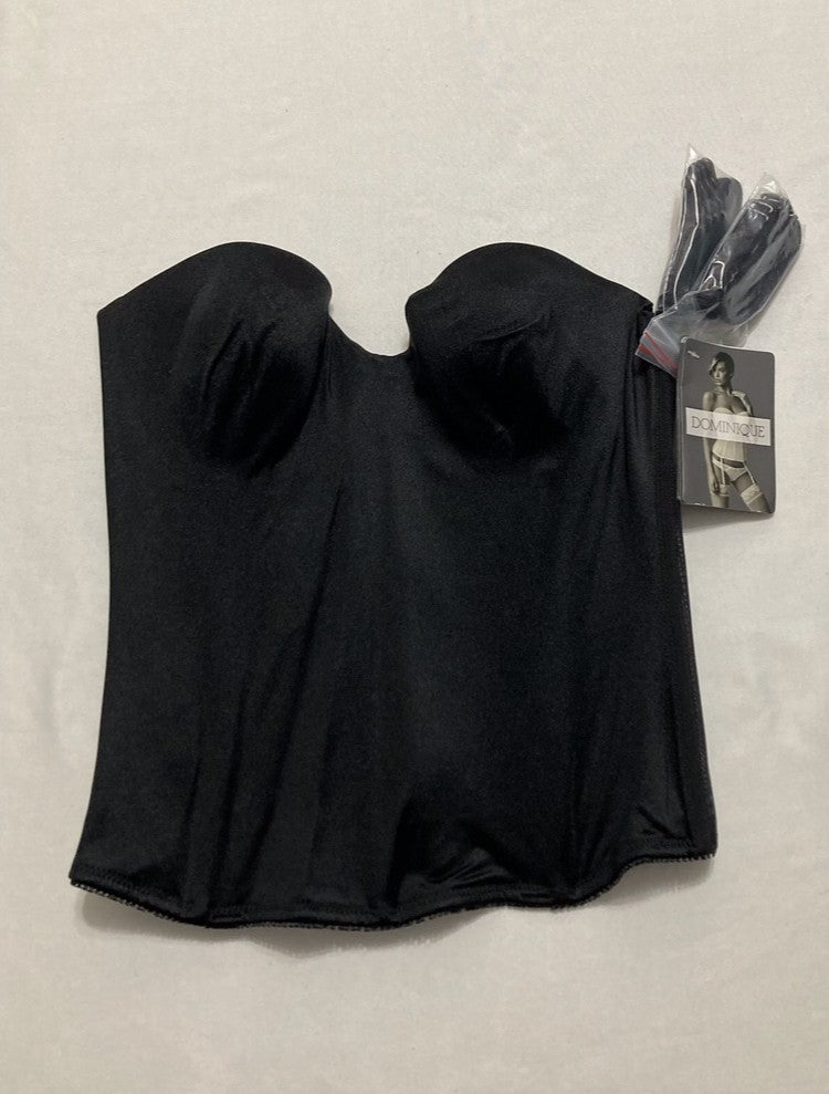 DOMINIQUE Longline Strapless Bra Low Back Hidden Underwire Convertible BLACK 32B