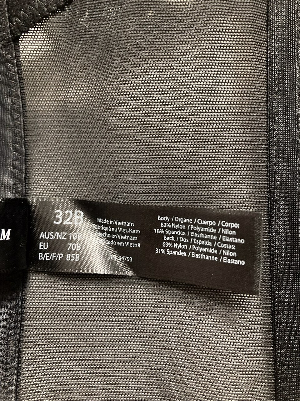 DOMINIQUE Longline Strapless Bra Low Back Hidden Underwire Convertible BLACK 32B