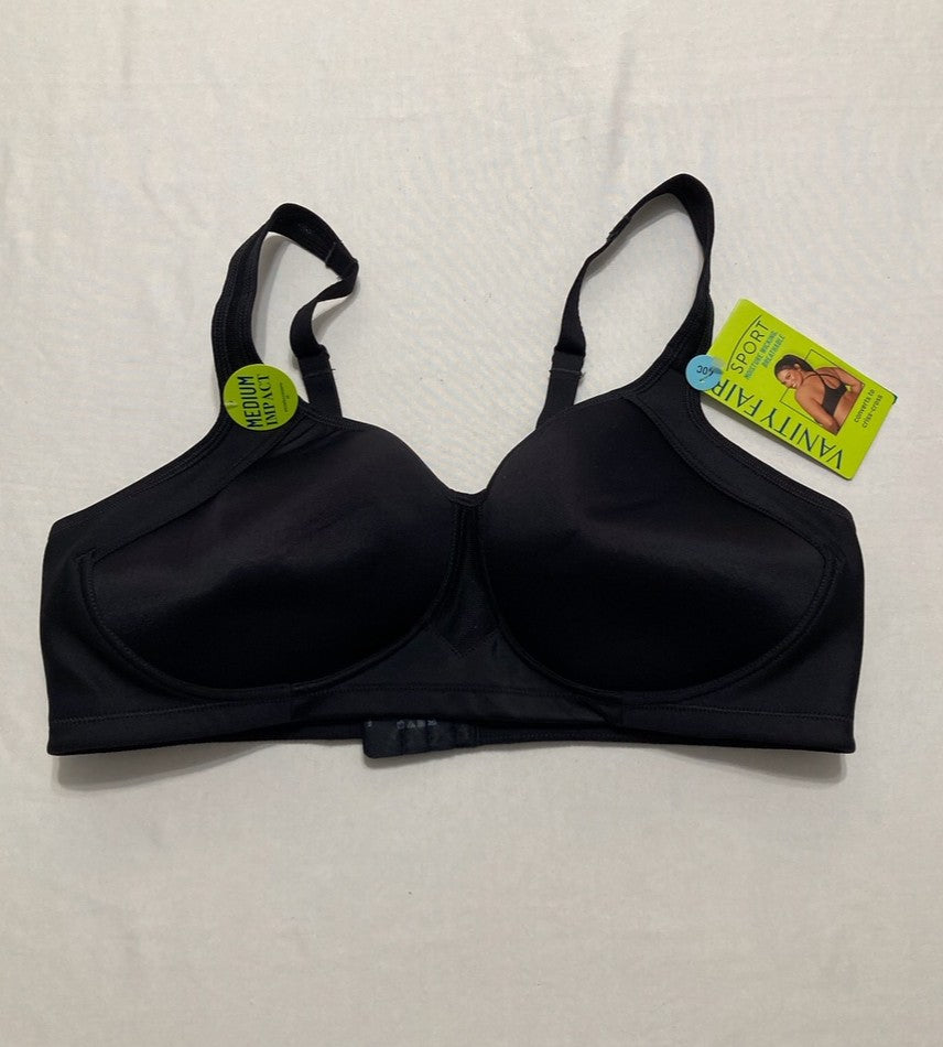 VANITY FAIR Medium Impact Sports Bras BLACK 40C