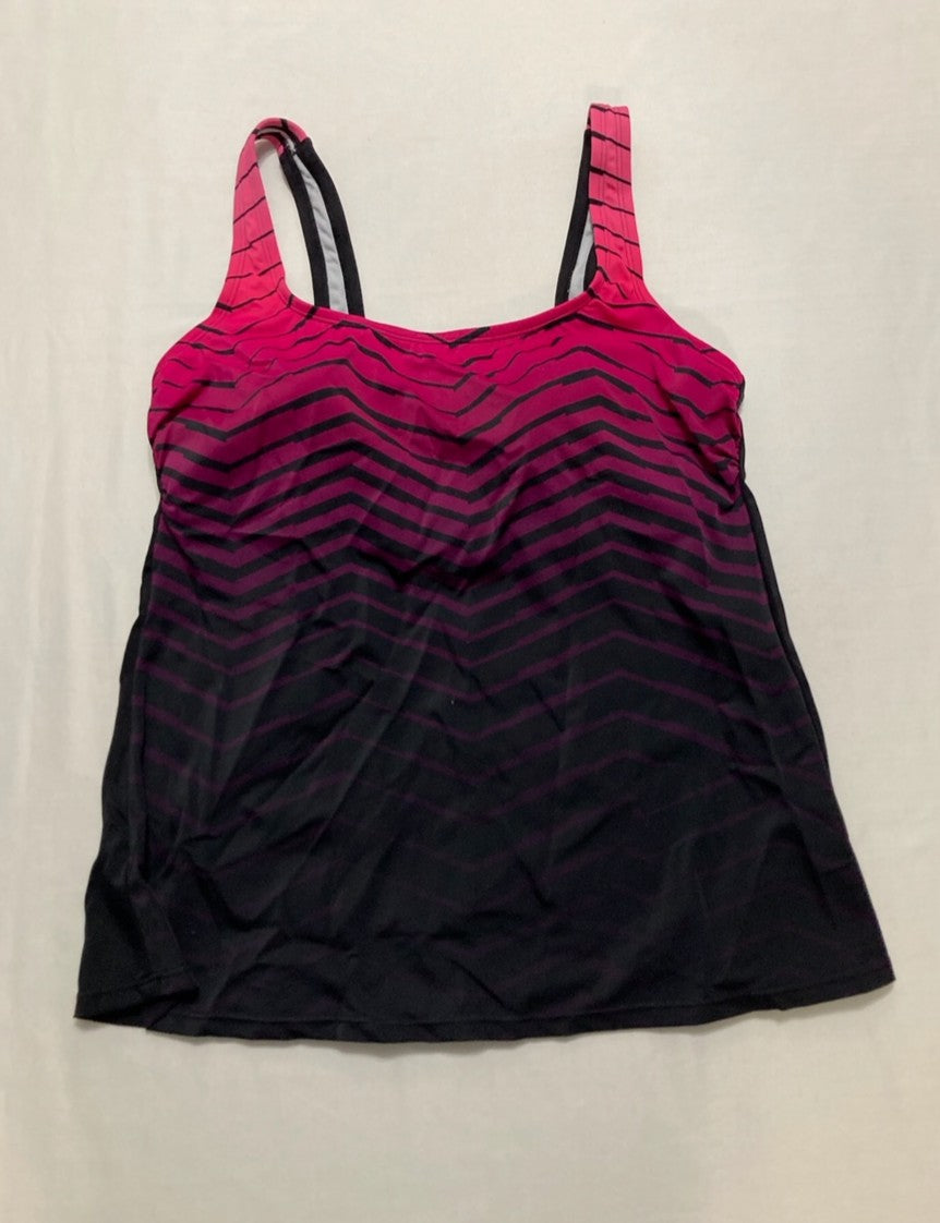 REEBOK Swimwear Sport Neckline Top Bathing Suit BLACK 14