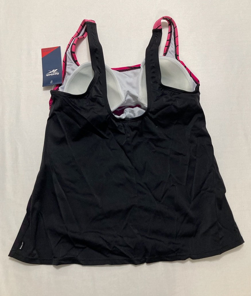 REEBOK Swimwear Sport Neckline Top Bathing Suit BLACK 14