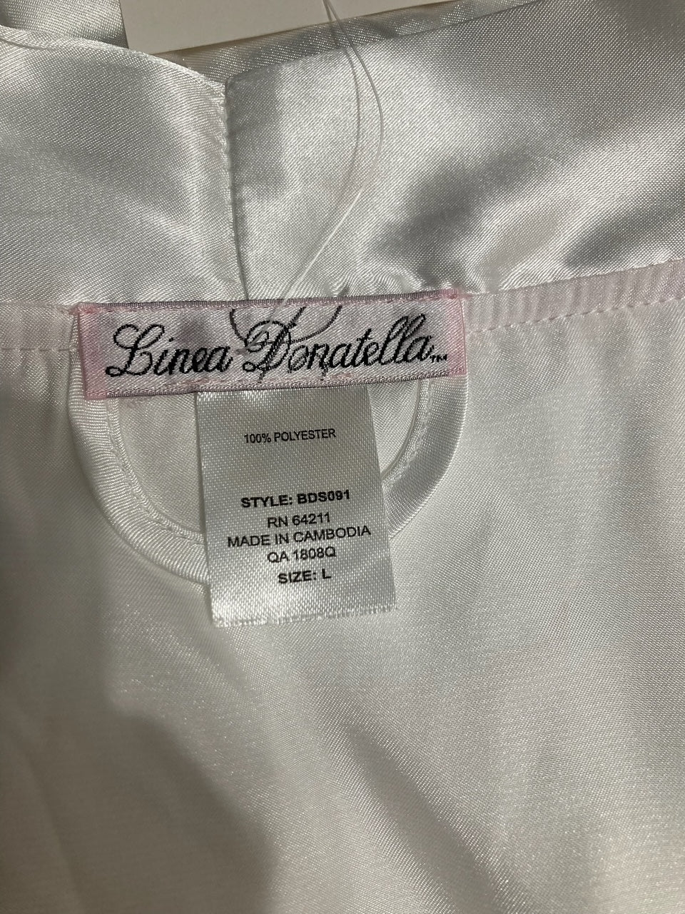 LINEA DONATELLA Bridesmaid Satin Wrap Robe WHITE L
