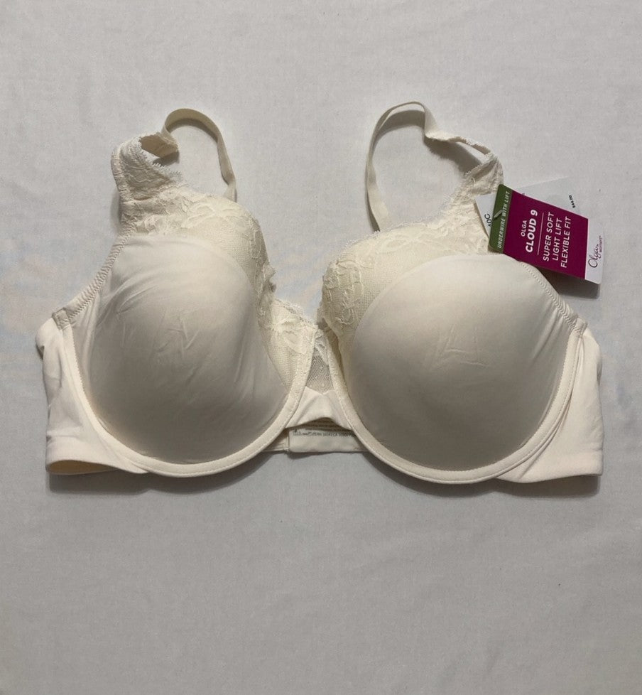 OLGA Plus Size Cloud 9 Underwire Contour Lace Bra WHITE 40C