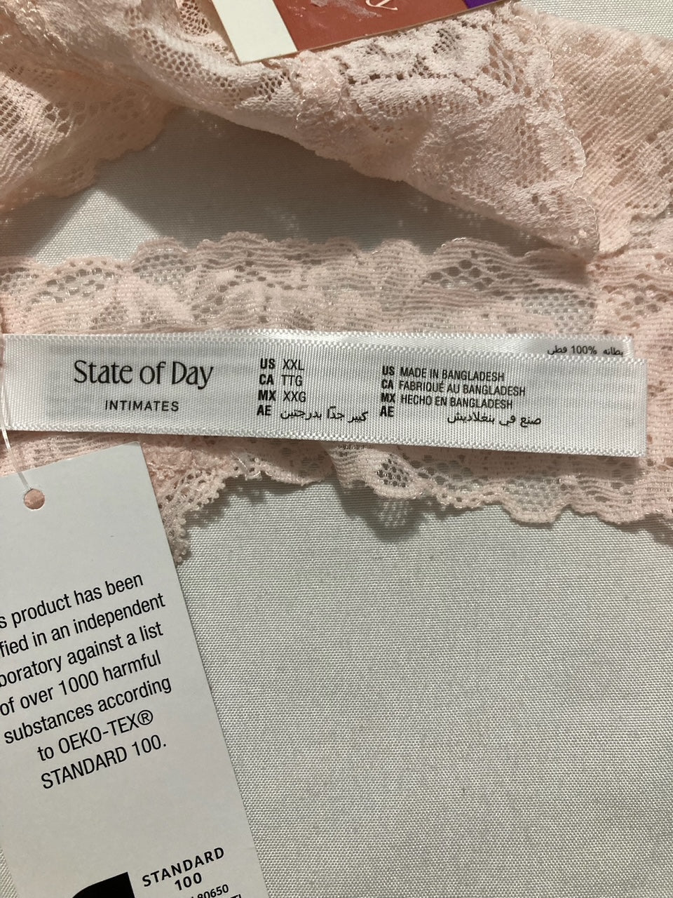 STATE OF DAY Lace Thong Underwear PINK XXL